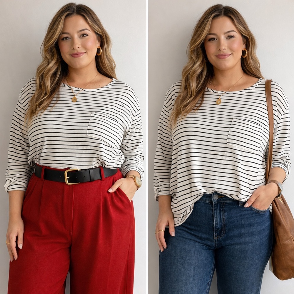 Mancreda Striped Long Sleeve Black and White Top 07-0260
